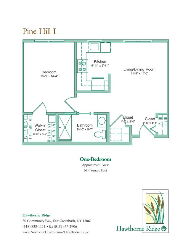 Floor Plans for the Senior Apartments at Eddy Hawthorne Ridge in East Greenbush, NY