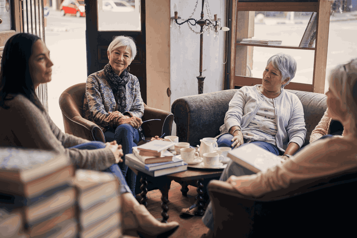 people sitting and talking