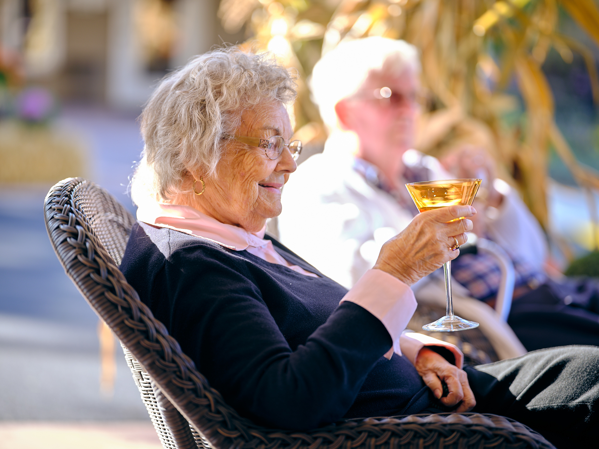 Beechwood residents enjoying drink outside