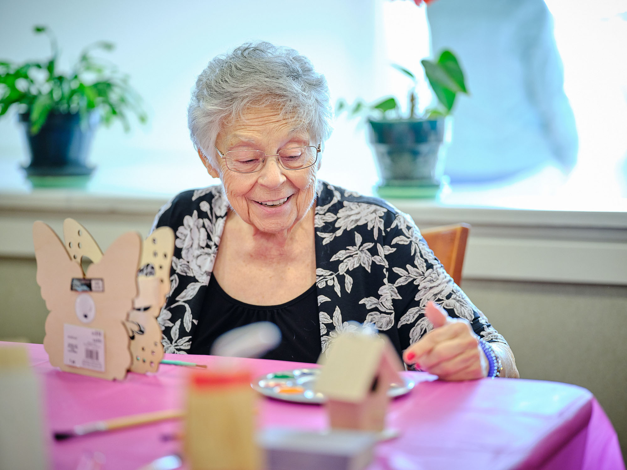 Marjorie Doyle Rockwell Center resident doing arts and crafts