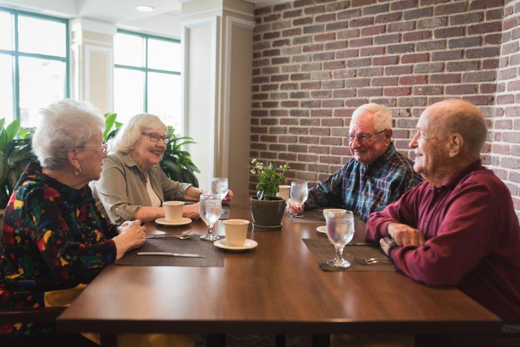 residents talking over coffee at The Glen Eddy