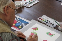 Marjorie Doyle Rockwell Center resident doing arts and crafts