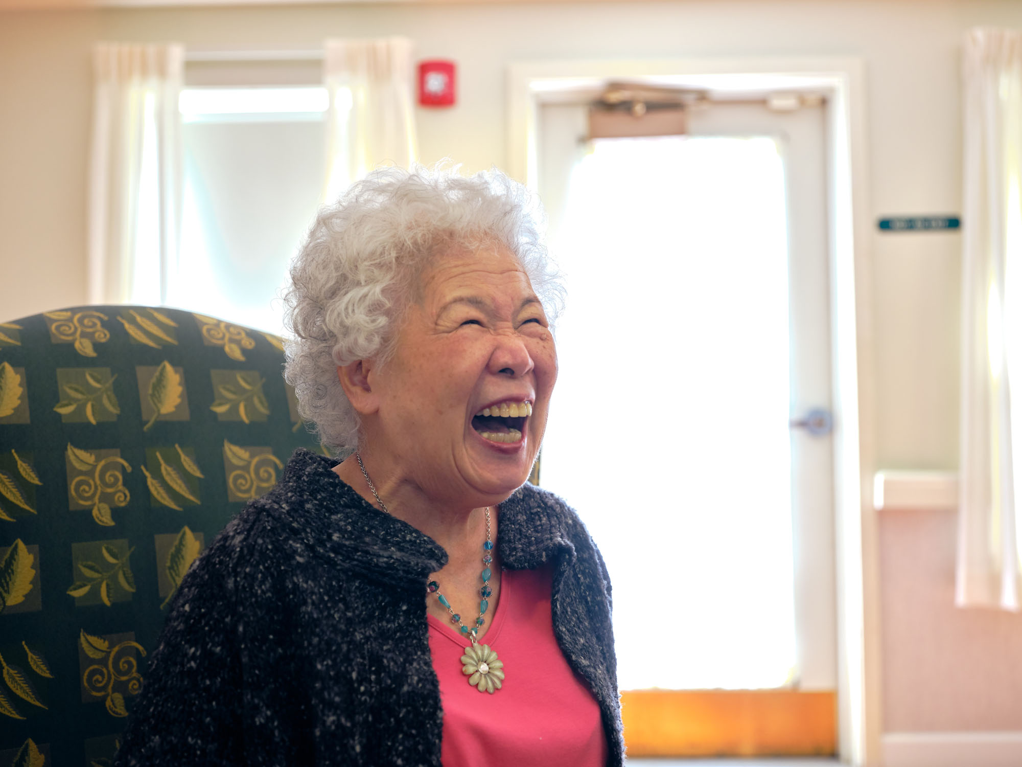 Marjorie Doyle Rockwell Center resident laughing