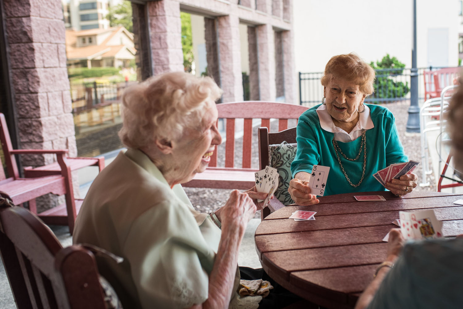 The Terrace at Eddy Memorial residents playing cards
