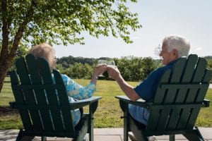 Senior couple making a toast