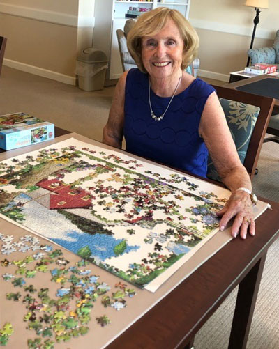 Helen doing a puzzle