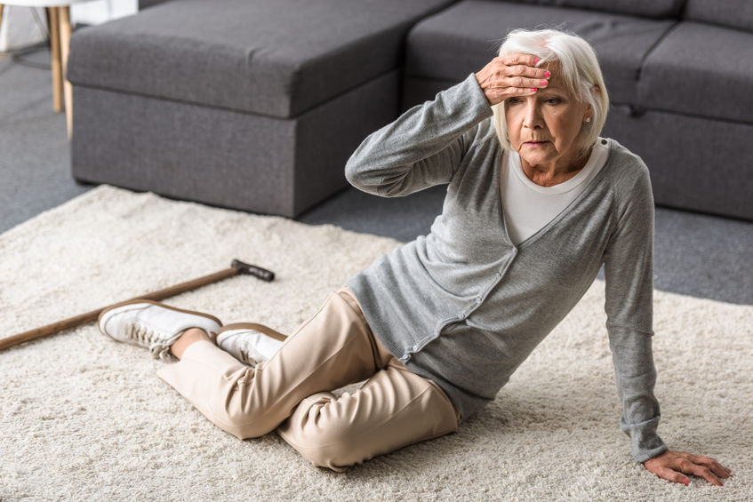 senior woman on carpet