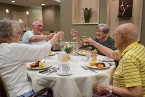 Making a toast at the dinner table