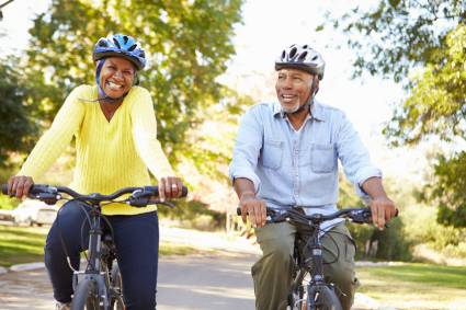 senior couple bike riding